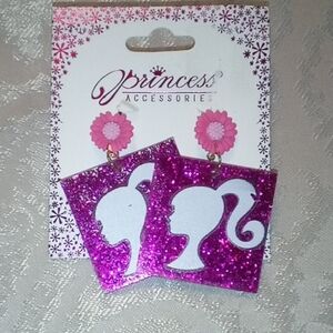 Barbie Pink Glitter Earrings